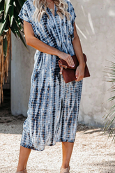 Fashion Print Split Joint V Neck Straight Dresses